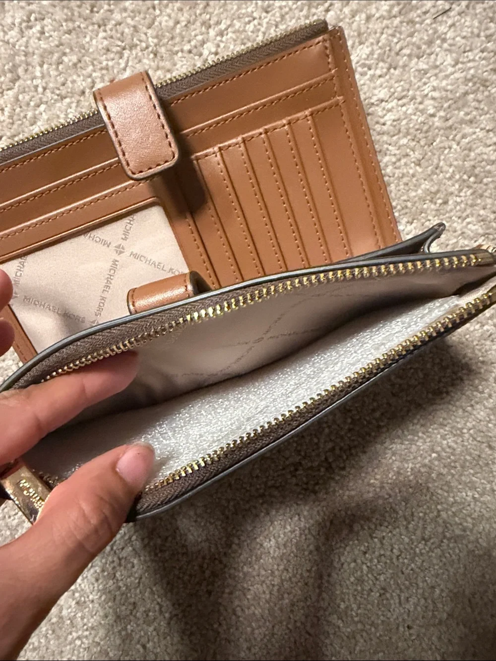 Michael Kors Brown Logo-Print Zip wallet
